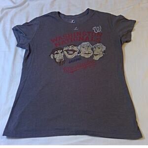 VTG Majestic Women's Washington Nationals Racing Presidents T Shirt XL Gray MLB
